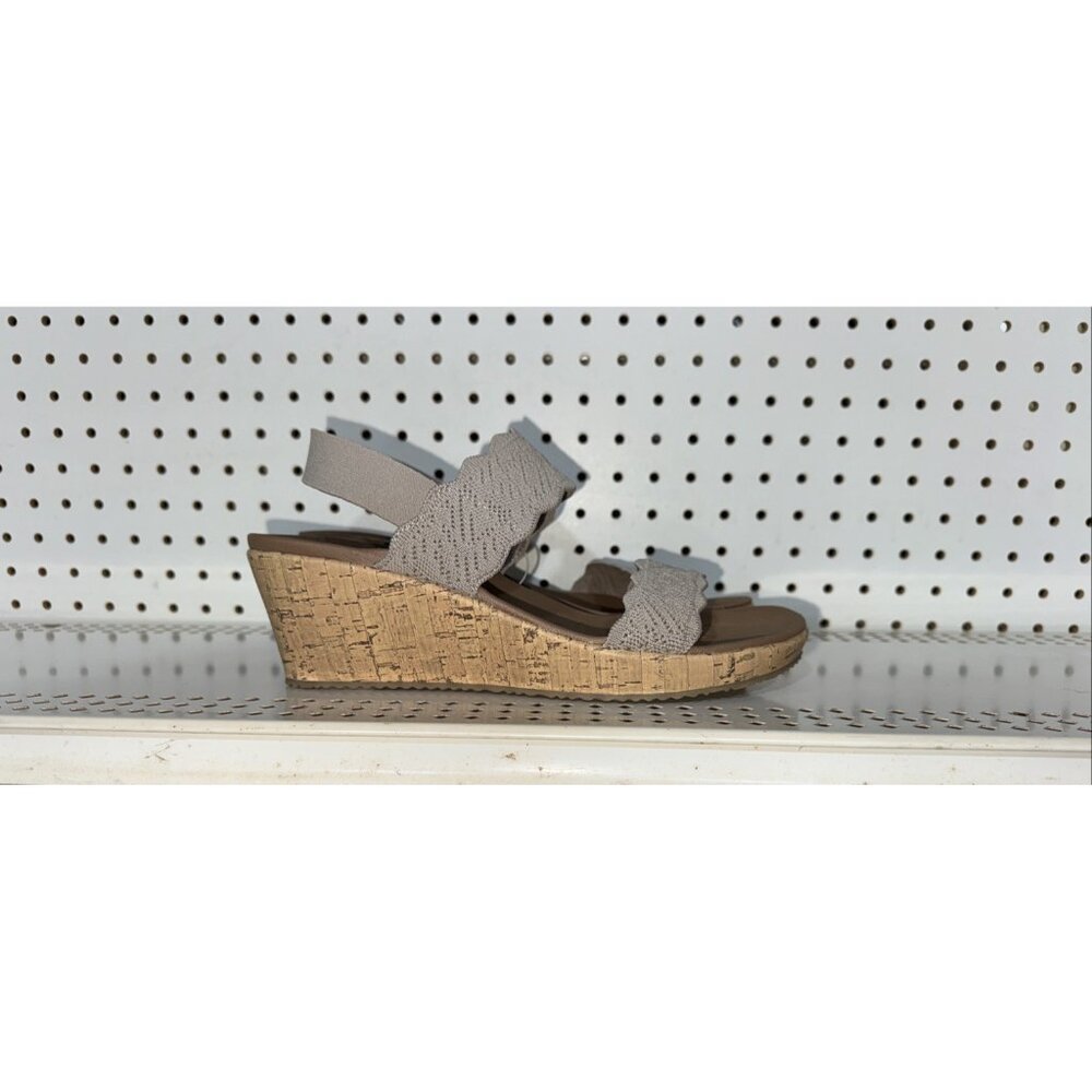 Skechers Cali Beverlee Timeless Touch Womens Wedge Sandals Slides Size 11 Tan